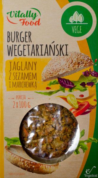 Vitally Food. Burger wegetariański jaglany z sezamem i marchewką
