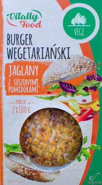 Vitally Food. Burger wegetariański jaglany z suszonymi pomidorami